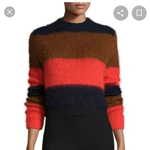 Rag & Bone Petra Striped Pullover Sweater, Fiery Red